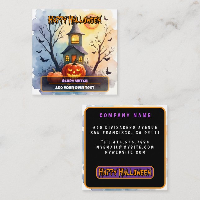 Spooky Cute Modern Halloween Collection Square Business Card (Front/Back)