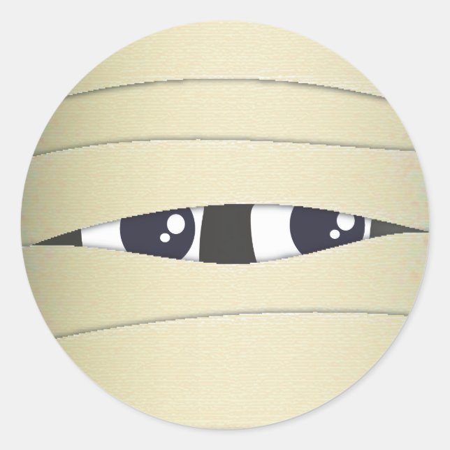 Spooky Cute Mummy Head Halloween Sticker (Front)