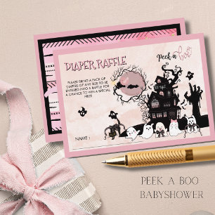 Spooky-Cute Pink & Black Diaper Raffle Ticket Enclosure Card