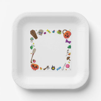 Spooky Cute Pumpkin and Cat Paper Plate