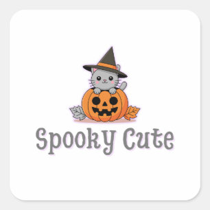 Spooky Cute Pumpkin Cat Square Sticker