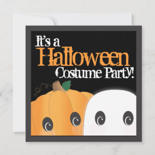 Spooky Cute Pumpkin Ghost Halloween Costume Party Invitation