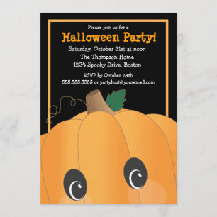 Spooky Cute Pumpkin Head Halloween Party Invitation