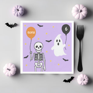Spooky Cute Skeleton & Ghost Birthday Party Napkin