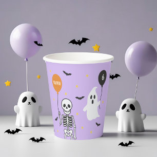 Spooky Cute Skeleton & Ghost Halloween Birthday Paper Cups