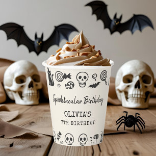 Spooky Cute Skeleton & Ghost Halloween Birthday  Paper Cups