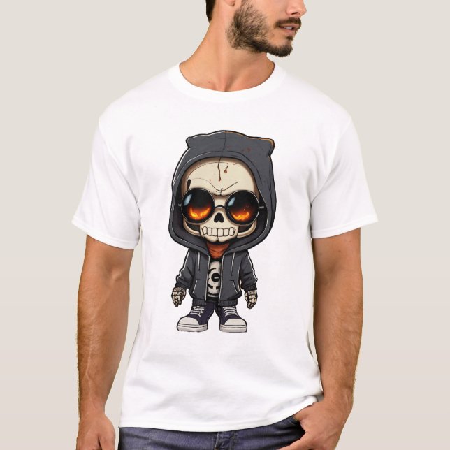 Spooky Cute Skeleton Stuffed Halloween T-Shirt (Front)