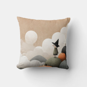 Spooky Cute Witch Art Halloween Nursery Cushion