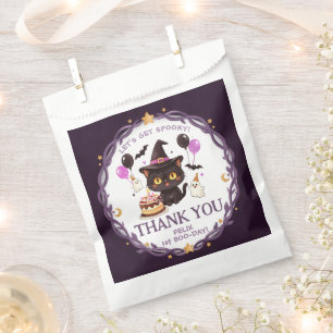 Spooky Cute Witch Black Cat Wizard 1st Birthday Favour Bag