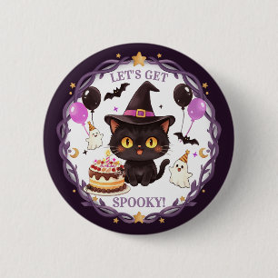 Spooky Cute Witch Black Cat Wizard Fantasy Party 6 Cm Round Badge
