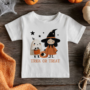 Spooky Cute Witch& Ghost Trick or Treat Halloween Baby T-Shirt