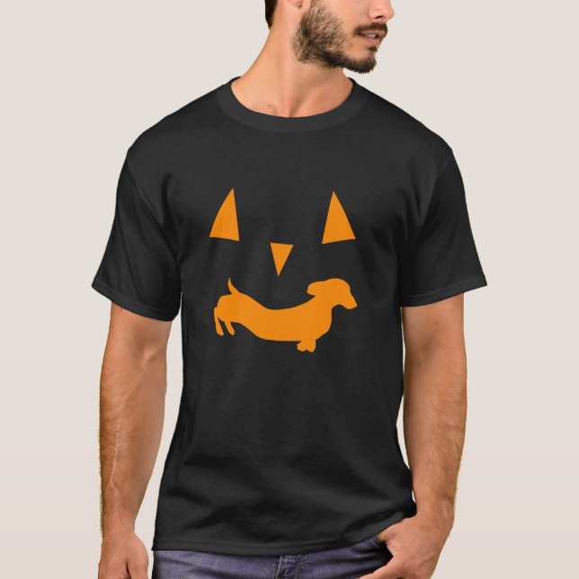 Spooky Dachshund Pumpkin Jack o Lantern Halloween  T-Shirt (Front)
