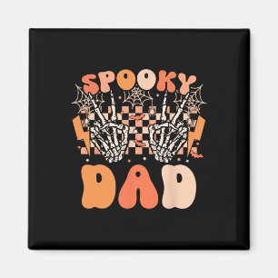 Spooky Dad Halloween Skeleton Costume Retro Groovy Magnet