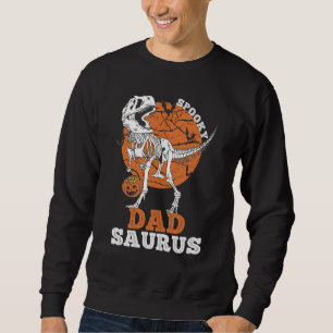 Spooky Dad Saurus Dinosaur Skeleton rex Pumpkin Sweatshirt