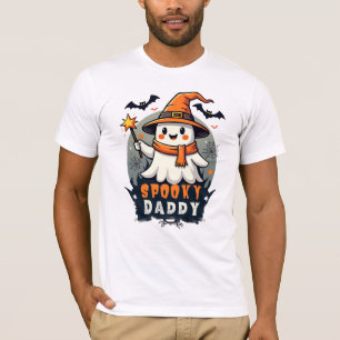 Spooky Daddy Halloween Ghost With Witch Hat T-Shirt