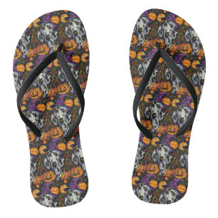 Spooky Dalmatian Dog Halloween Witch And Pumpkin Thongs