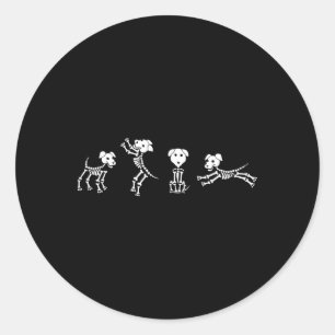 Spooky Dancing Dog Skeletons Clic White Halloween Classic Round Sticker