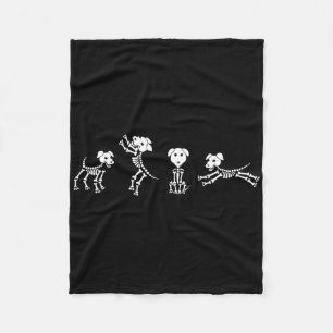 Spooky Dancing Dog Skeletons Clic White Halloween Fleece Blanket