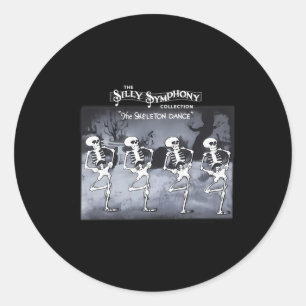 Spooky Dancing Skeletons Clic White Halloween Classic Round Sticker