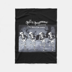 Spooky Dancing Skeletons Clic White Halloween Fleece Blanket