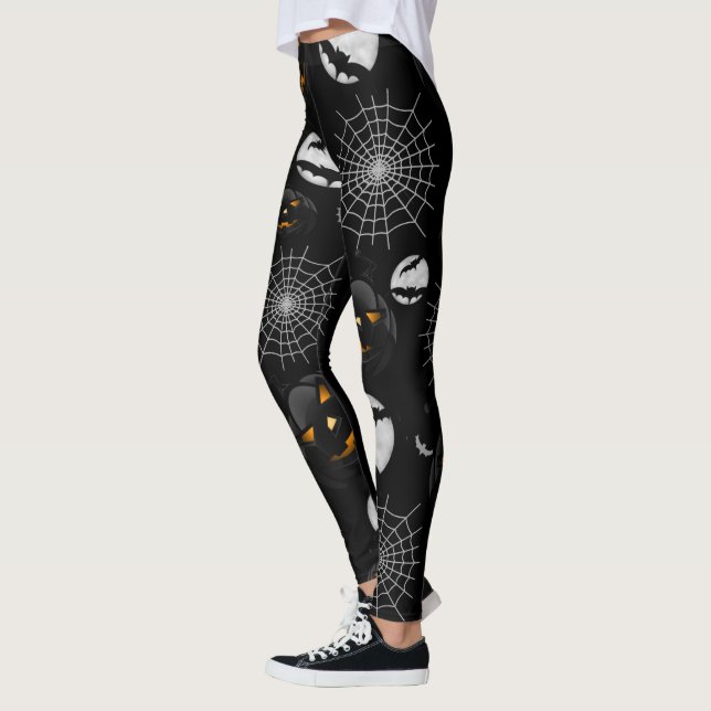 Spooky Dark Halloween Pattern Leggings (Left)