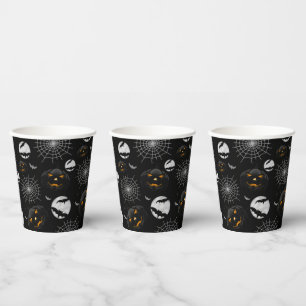 Spooky Dark Halloween Pattern Paper Cups