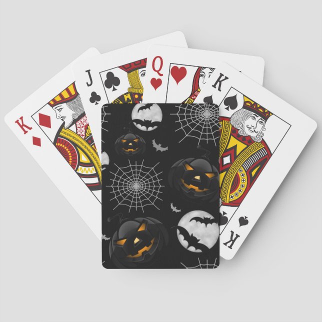 Spooky Dark Halloween Pattern Playing Cards (Back)