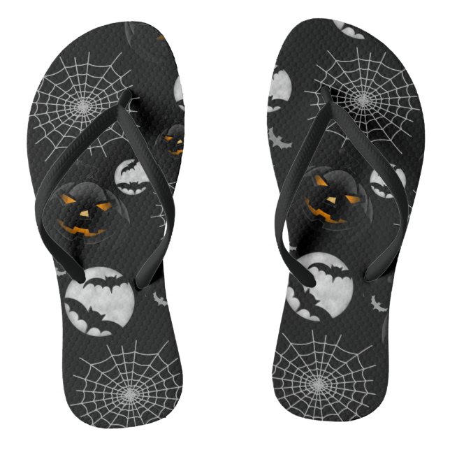 Spooky Dark Halloween Pattern Thongs (Footbed)