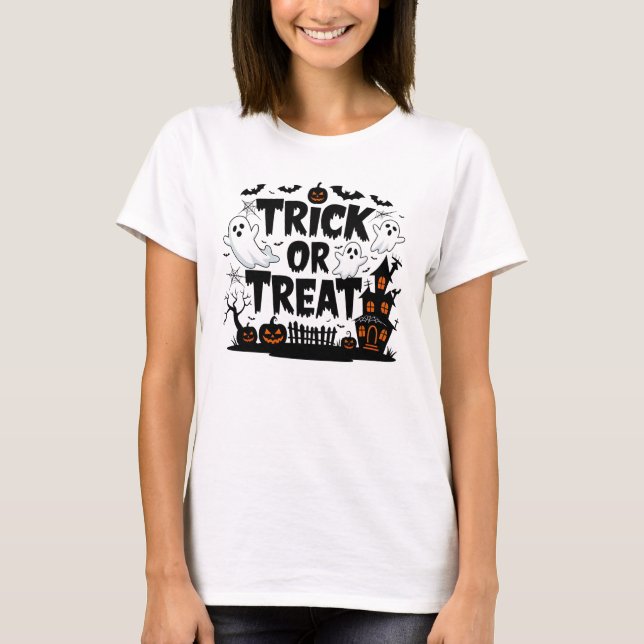 Spooky decor and fun Halloween treats! T-Shirt (Front)