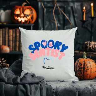 Spooky Dentist Personalised Name Halloween Gift Cushion