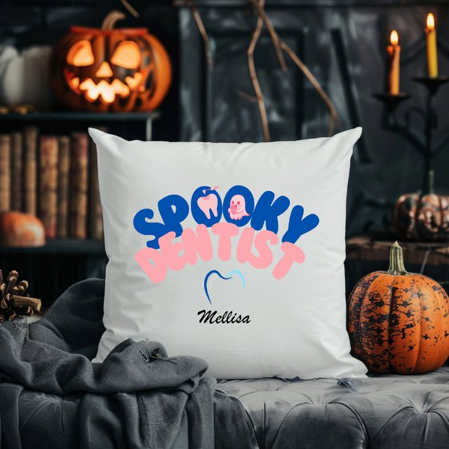 Spooky Dentist Personalised Name Halloween Gift Cushion (Creator Uploaded)