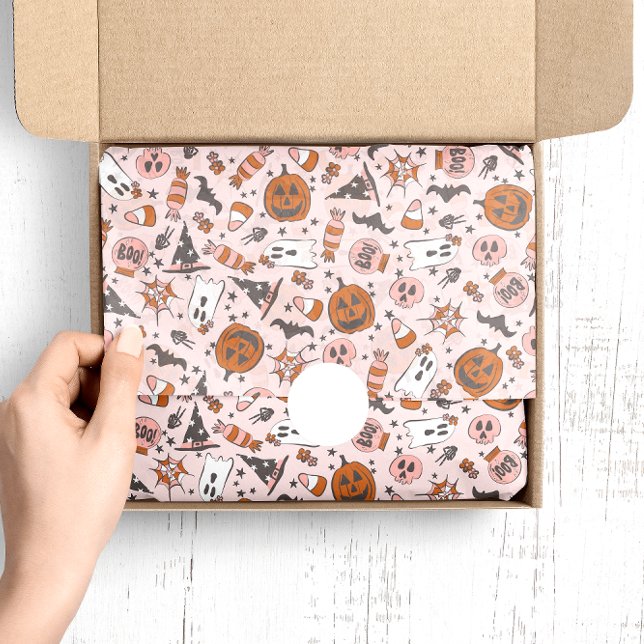 Spooky Design with Pumpkins, Ghosts, and Bats Tissue Paper (Creator Uploaded)