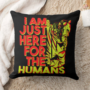 Spooky Devil Halloween Here for the Humans Cushion