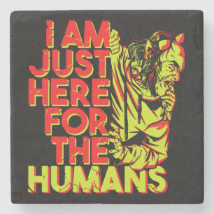 Spooky Devil Halloween Here for the Humans Stone Coaster