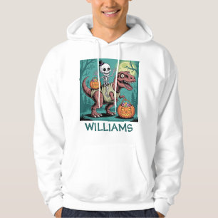 Spooky Dino Rider – Skeleton on Mummy T-Rex Hoodie