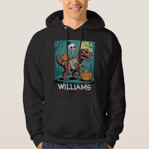 Spooky Dino Rider – Skeleton on Mummy T-Rex Hoodie