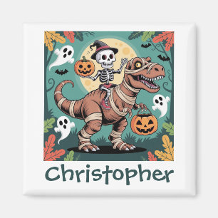 Spooky Dino Rider – Skeleton on Mummy T-Rex  Magnet