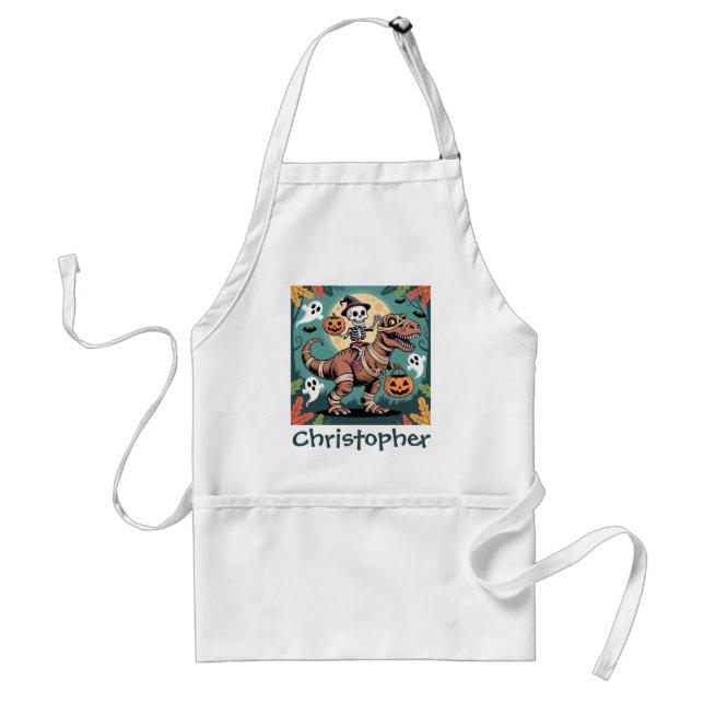 Spooky Dino Rider – Skeleton on Mummy T-Rex  Standard Apron (Front)