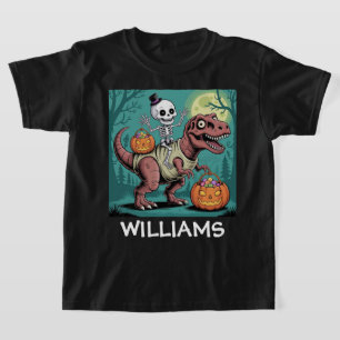 Spooky Dino Rider – Skeleton on Mummy T-Rex T-Shirt