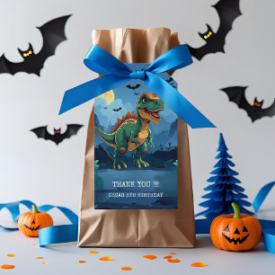 Spooky Dinosaur Halloween Birthday Thank You Gift Tags