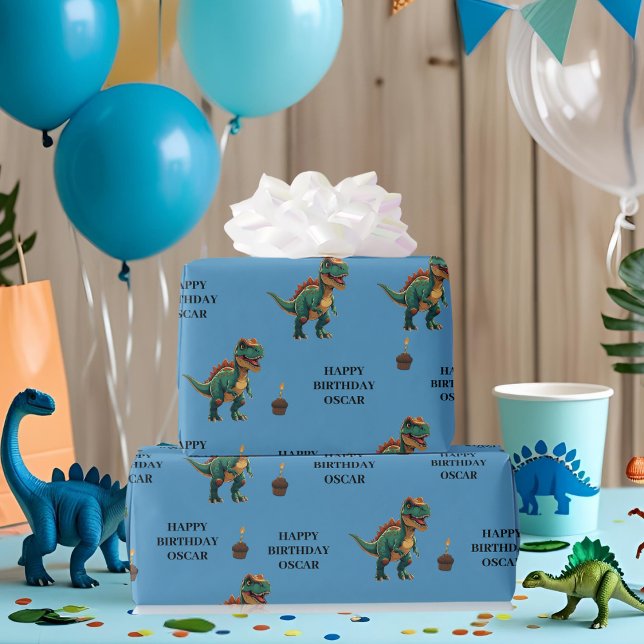 Spooky Dinosaur Halloween Birthday  Wrapping Paper (Creator Uploaded)