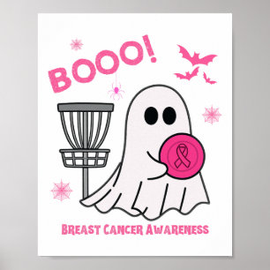 Spooky Disc Golf Halloween Breast Cancer Awareness Poster