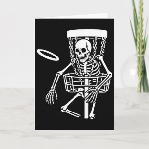 Spooky Disc Golfing Skeleton Halloween Disc Golf L Card
