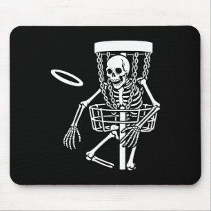 Spooky Disc Golfing Skeleton Halloween Disc Golf L Mouse Pad