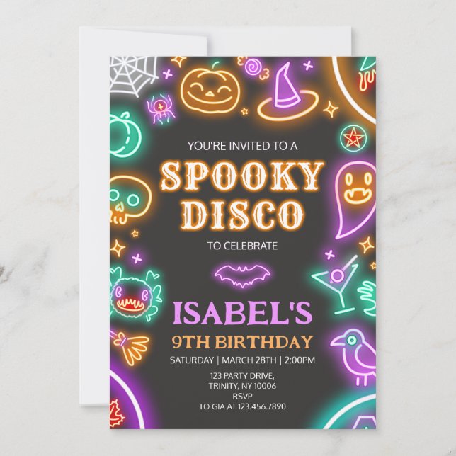  Spooky Disco Halloween Birthday Invitation (Front)