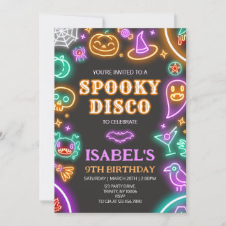  Spooky Disco Halloween Birthday Invitation