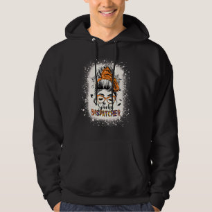 Spooky Dispatcher 911 Halloween Women Messy Bun Di Hoodie