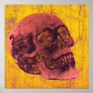 Spooky Distressed Skull Art Poster 12" x 12"