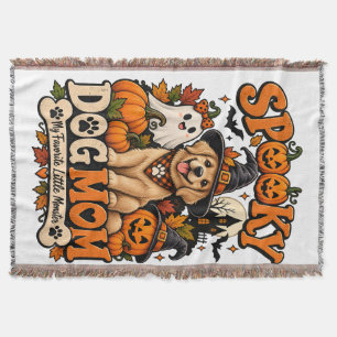 Spooky Dog Mum Halloween Cute Skeleton Dog Lover Throw Blanket