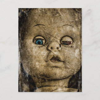 Spooky doll. postcard